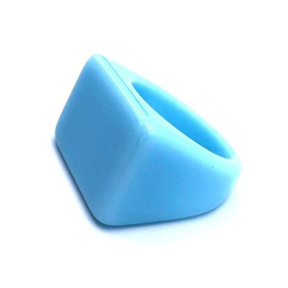 Sky Blue Acrylic Geometric Rectangle Chunky Statement Ring Size 7.5 - Picture 2 of 8